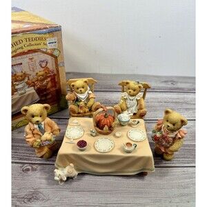 Cherished Teddies We Bear Thanks 1996 Table & Family with Box